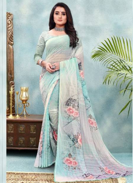 Sky Blue  SARITA NAKSHATRA Fancy Ethnic Wear Weightless with Digital Print Saree Collection 6007